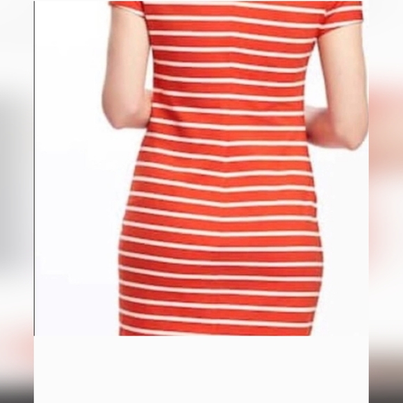NWT- Old Navy Dress Women's XL  orange/white stripe cotton blend- Stretchy - Picture 4 of 4